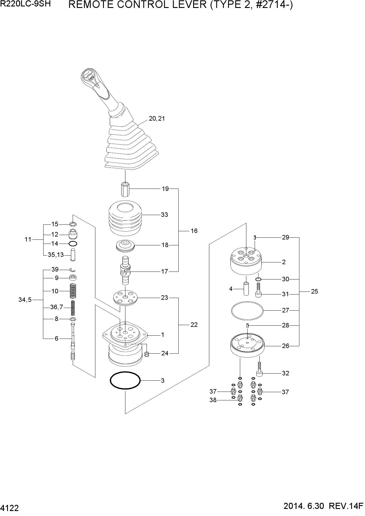 REMOTE CONTROL LEVER (TYPE 2, #2714-)