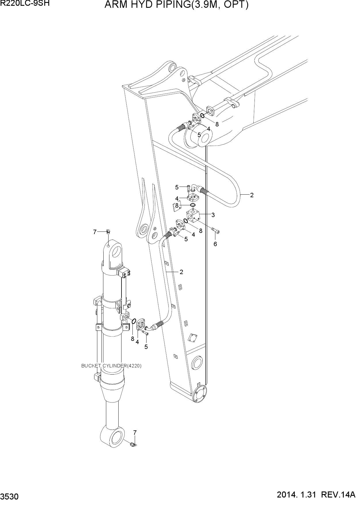 ARM HYD PIPING(3.9M, OPT)