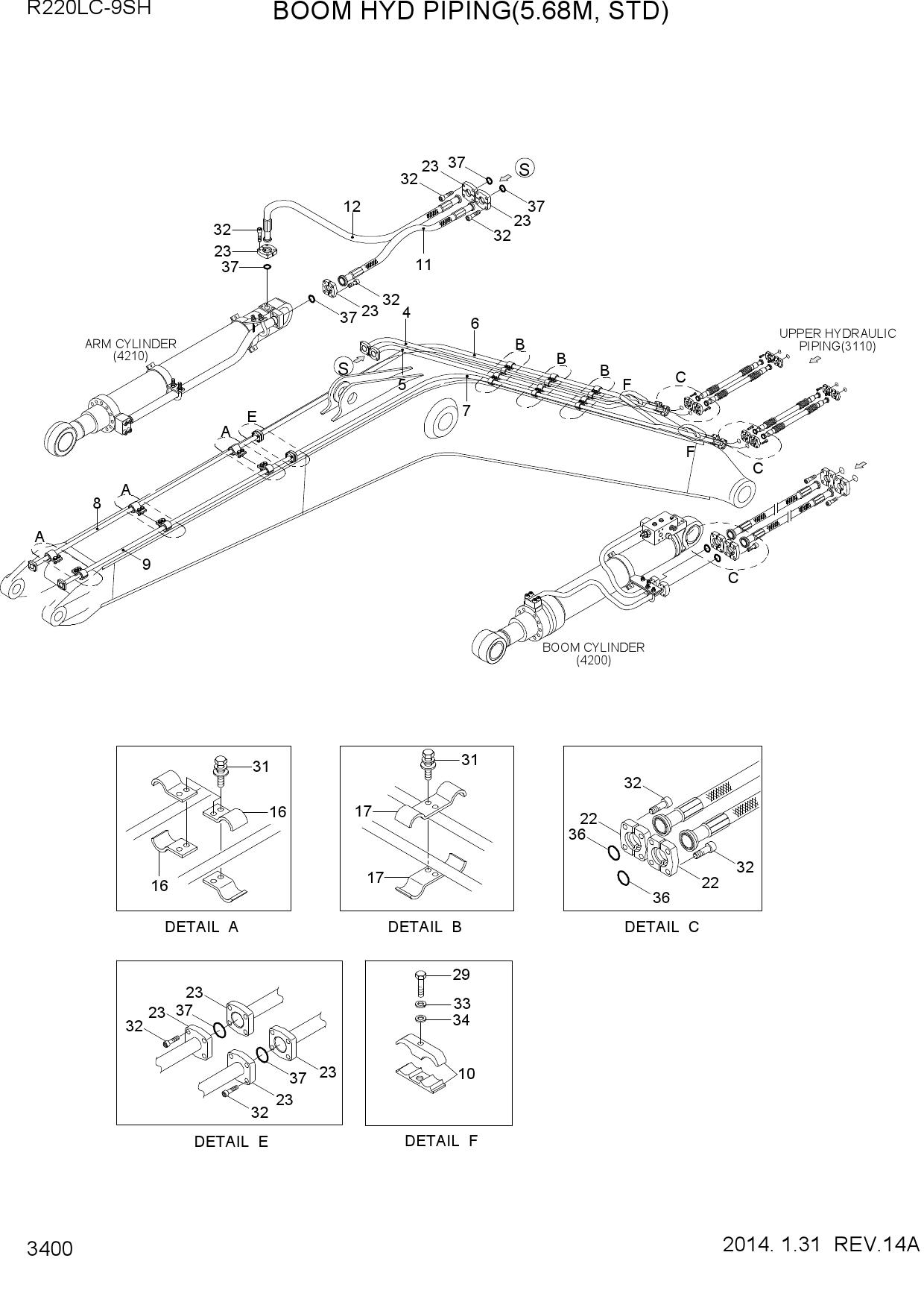 BOOM HYD PIPING(5.68M, STD)