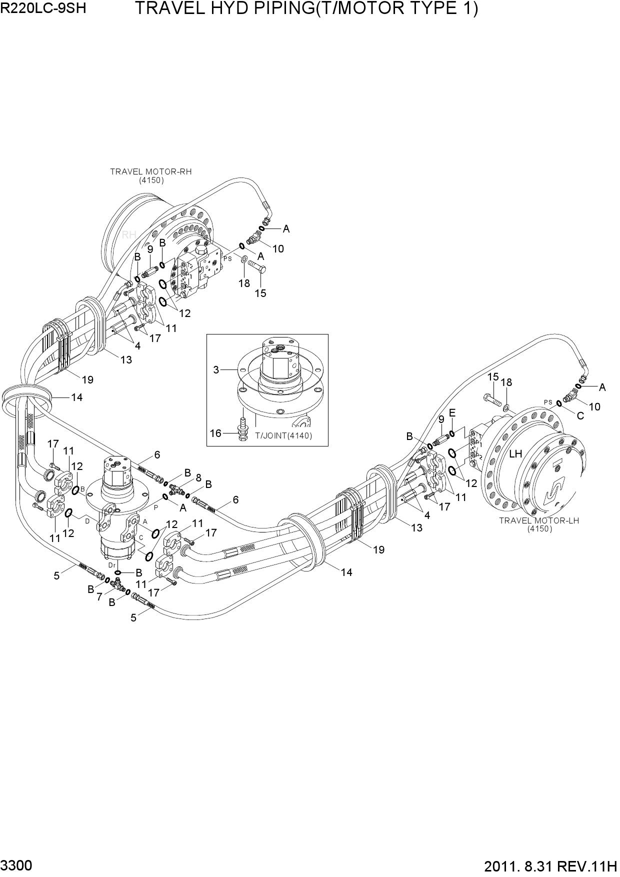 TRAVEL HYD PIPING(T/MOTOR TYPE 1)