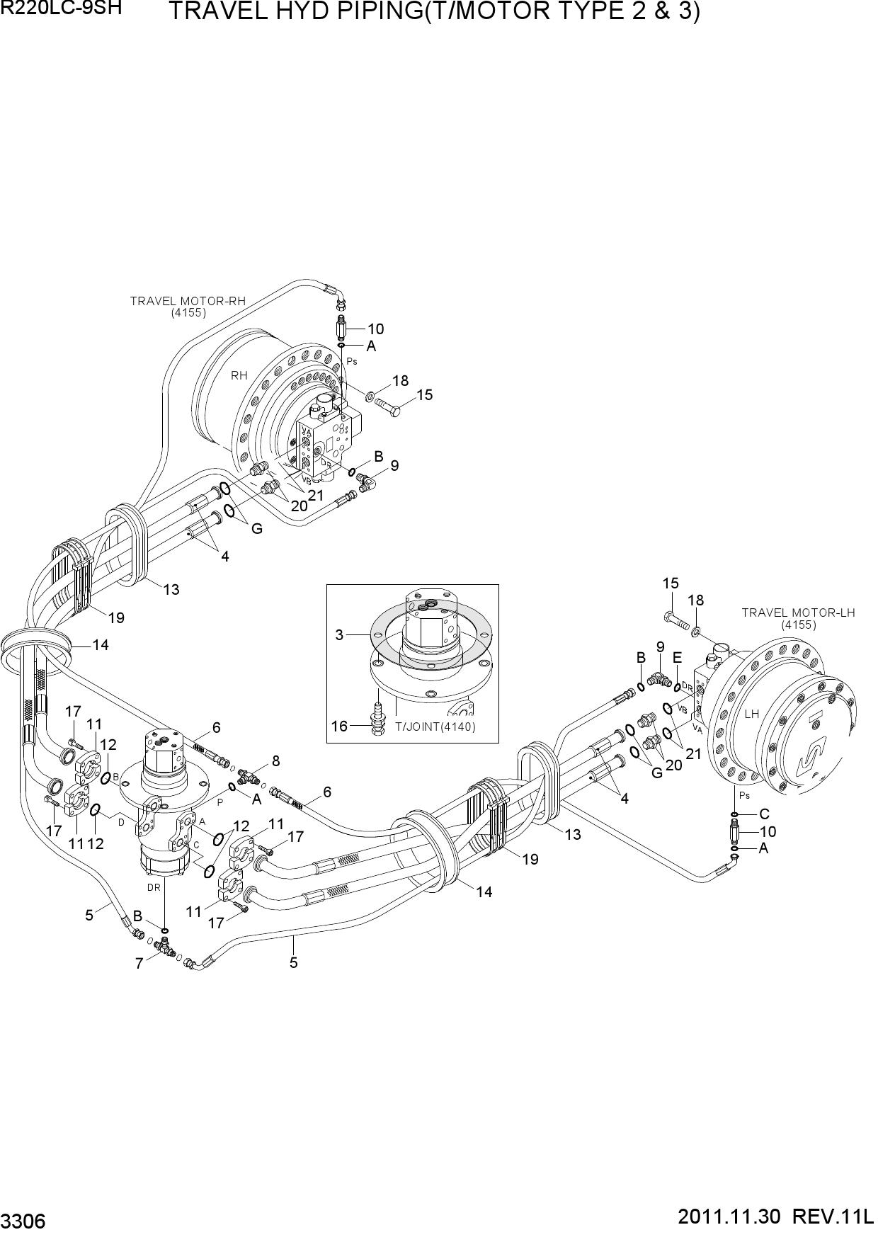 TRAVEL HYD PIPING(T/MOTOR TYPE 2)