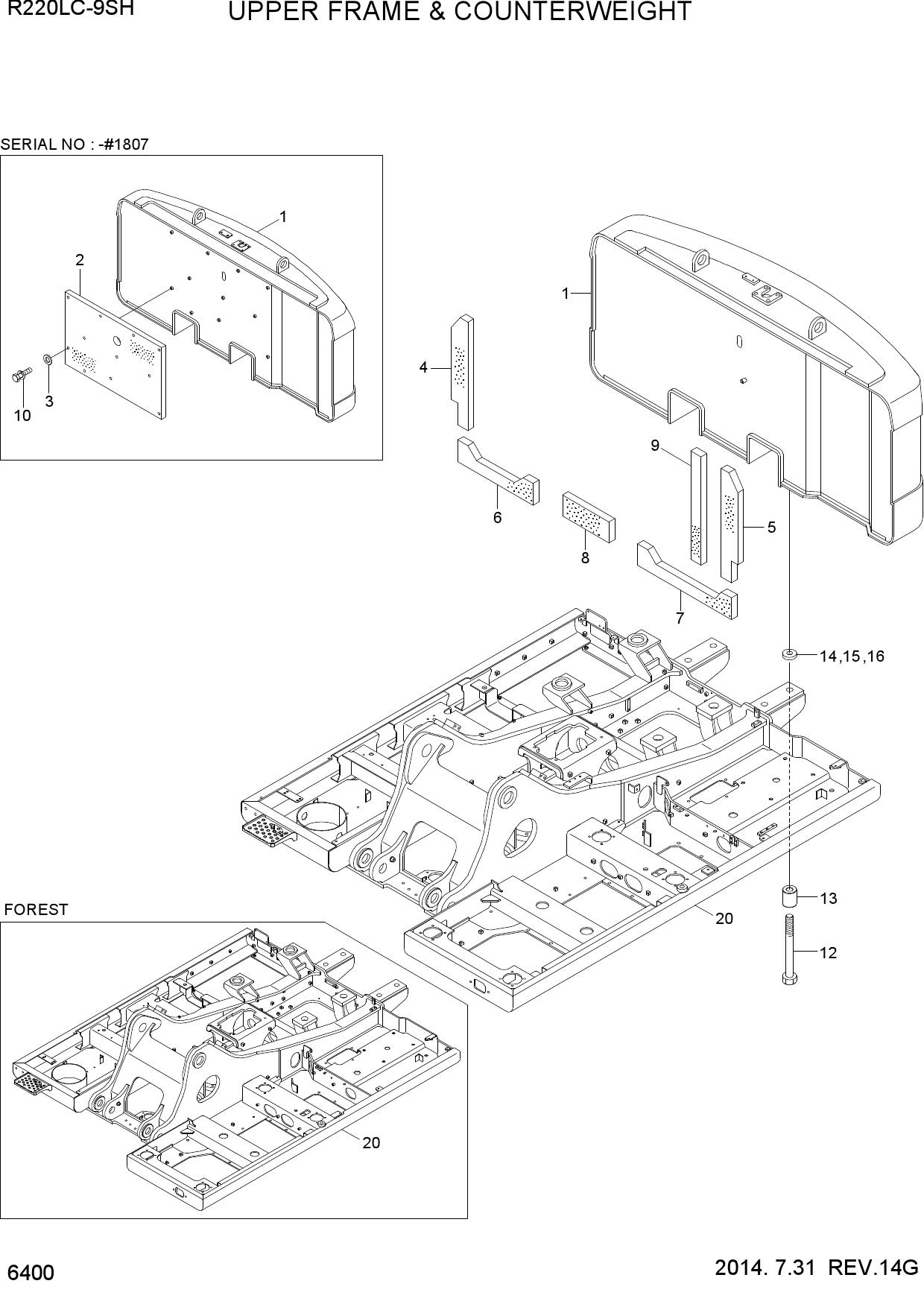 UPPER FRAME & COUNTERWEIGHT
