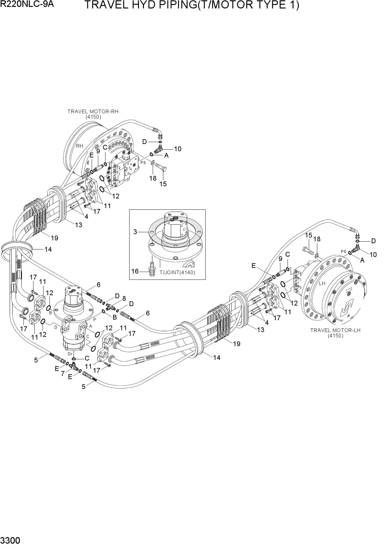 TRAVEL HYD PIPING(T/MOTOR TYPE 1)