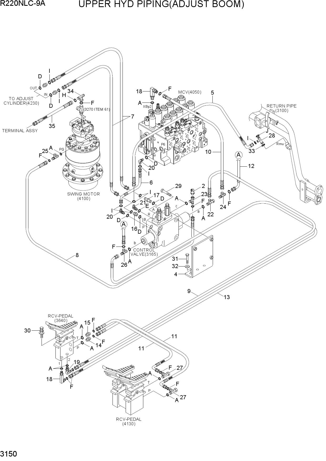 UPPER HYD PIPING(ADJUST BOOM)