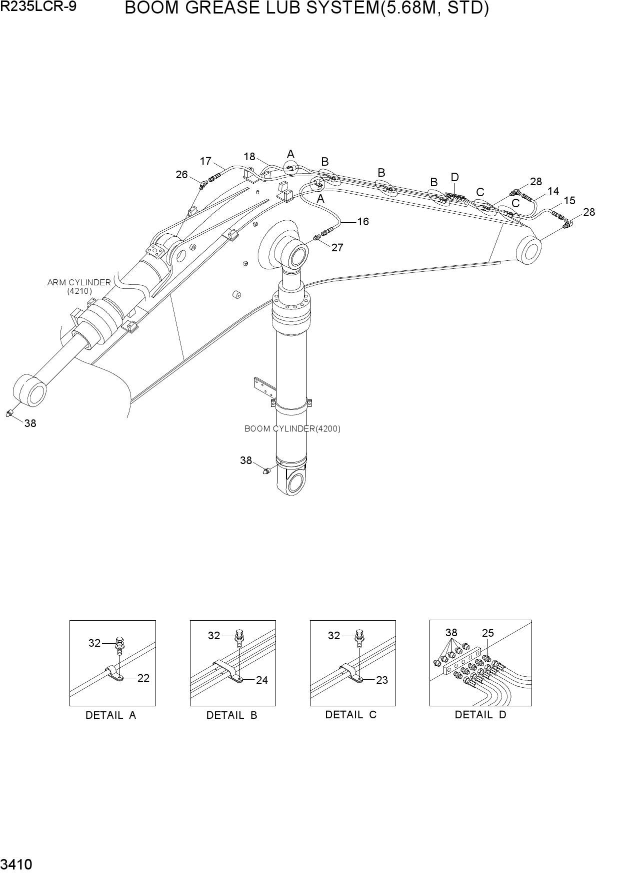 BOOM GREASE LUB SYSTEM(5.68M, STD)