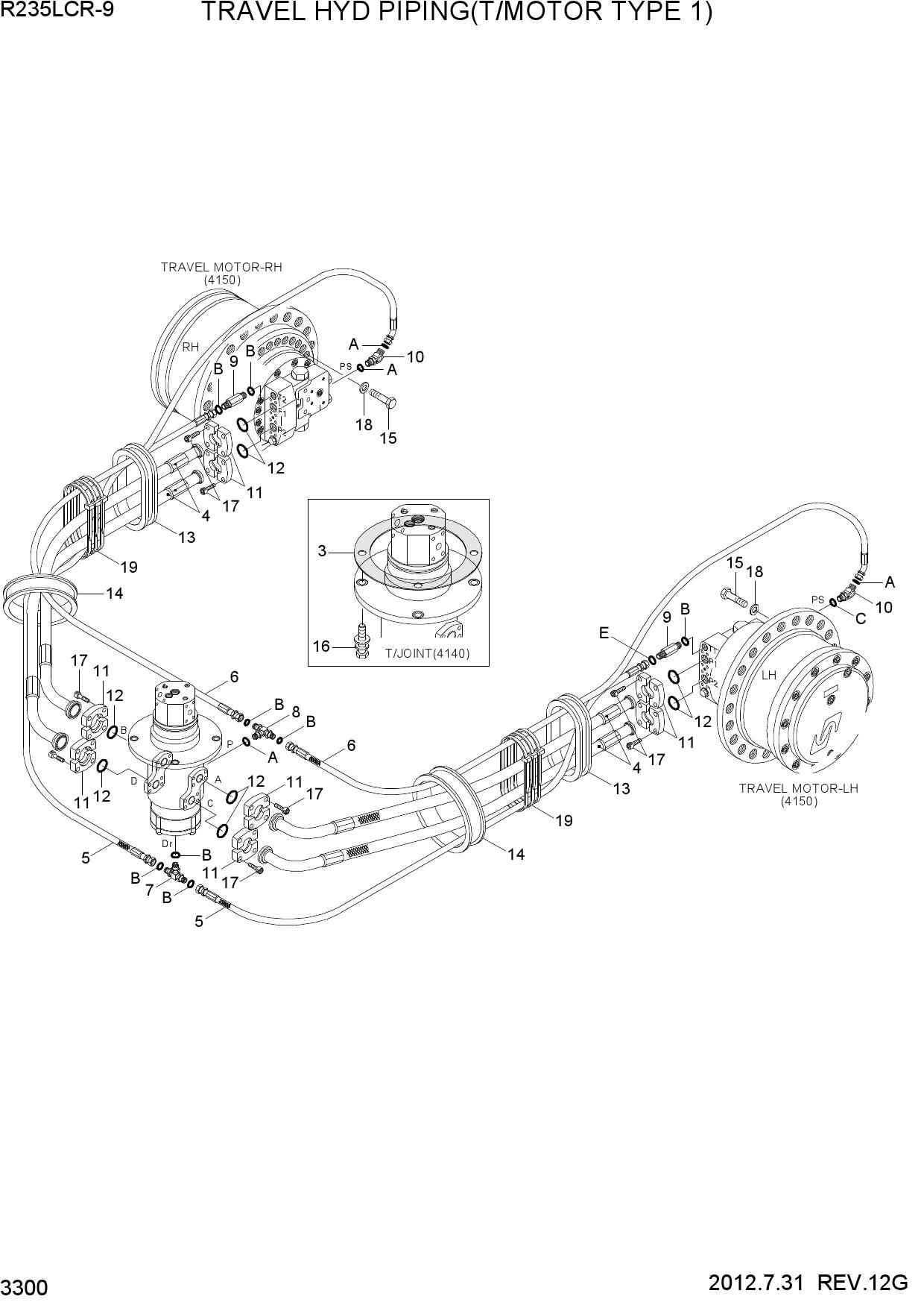 TRAVEL HYD PIPING(T/MOTOR TYPE 1)