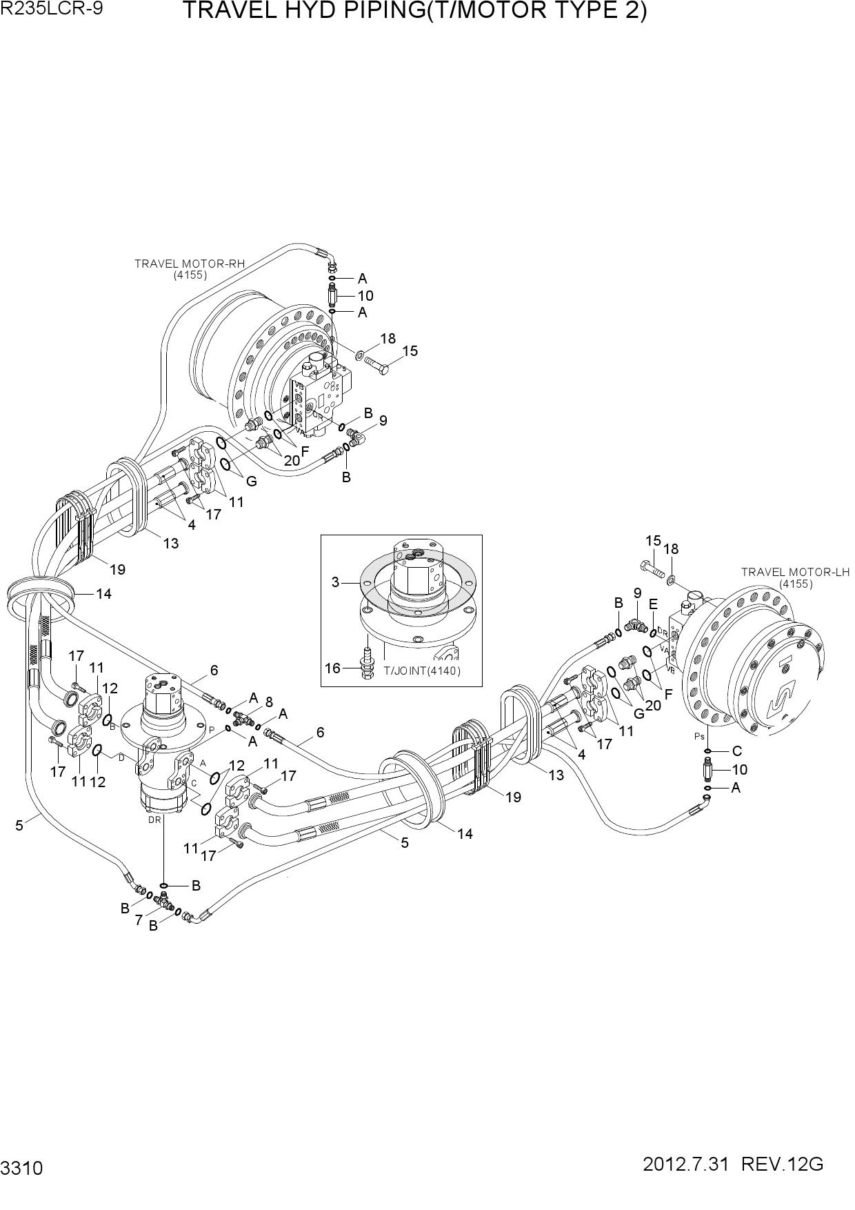 TRAVEL HYD PIPING(T/MOTOR TYPE 2)