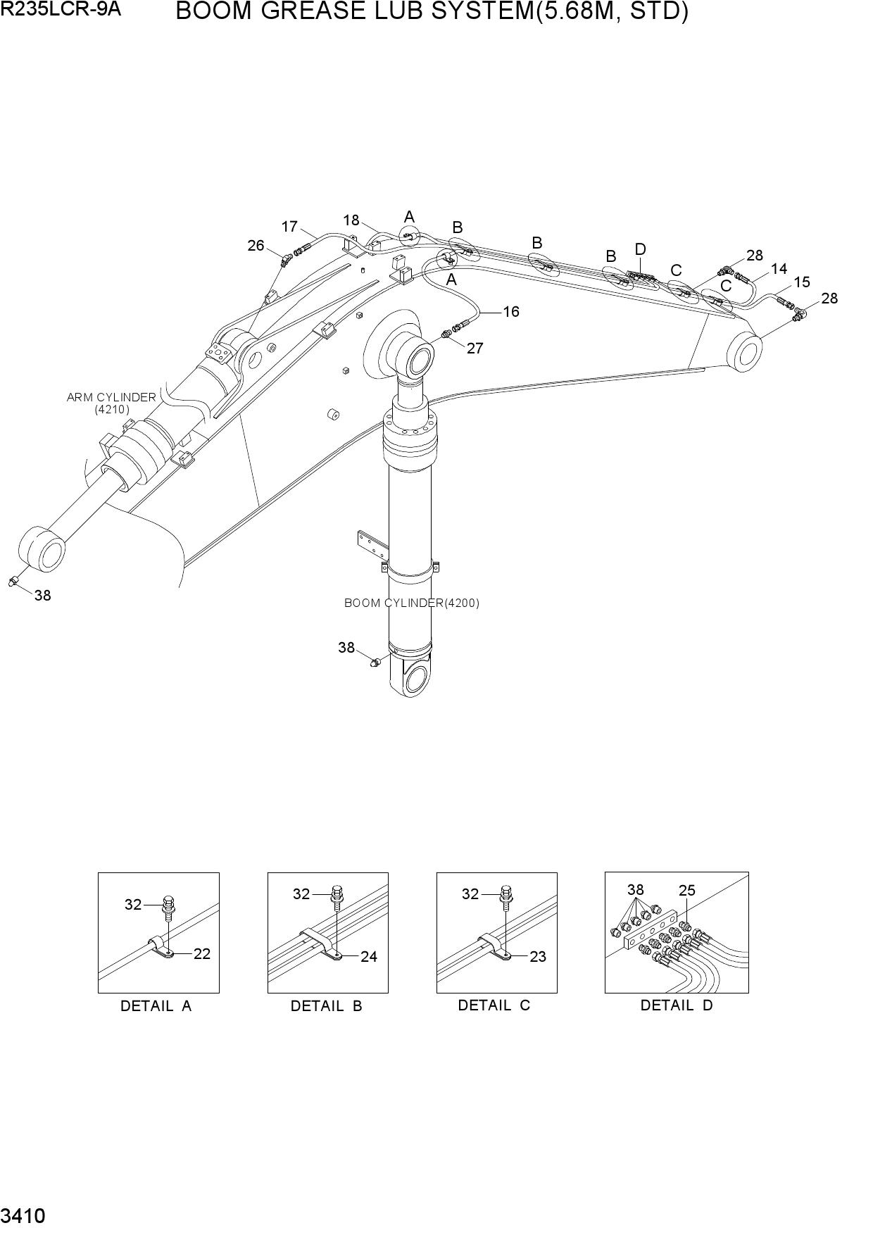 BOOM GREASE LUB SYSTEM(5.68M, STD)