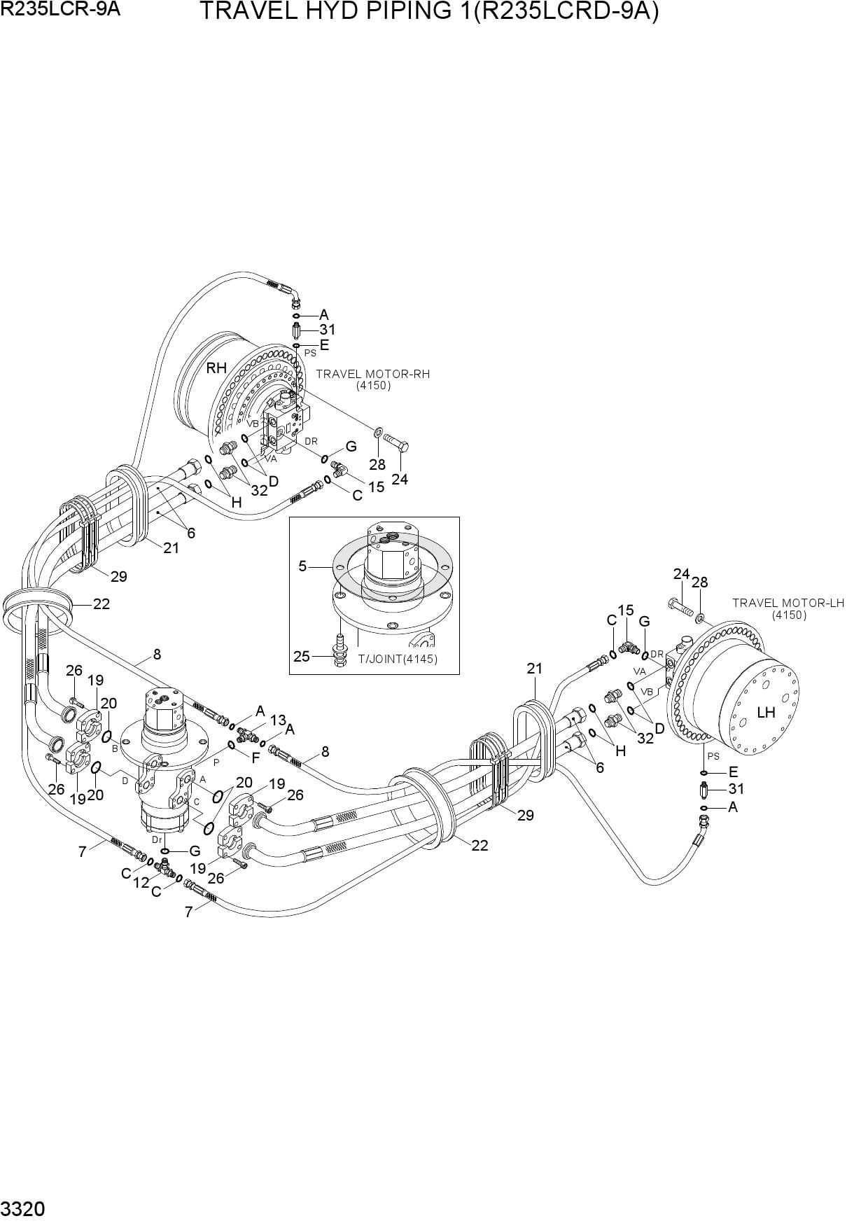 TRAVEL HYD PIPING 1(R235LCRD-9A)