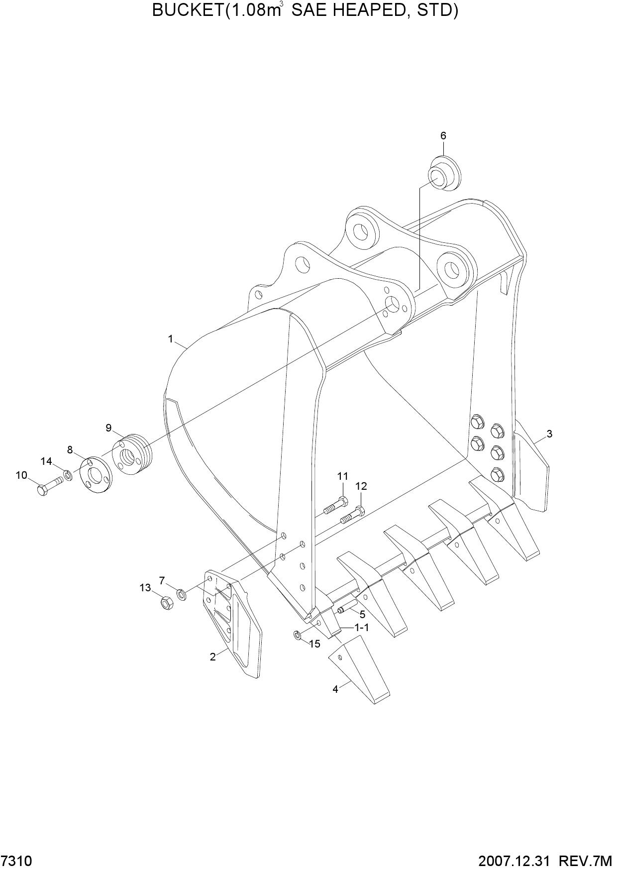 BUCKET(1.08M3 SAE HEAPED, STD)