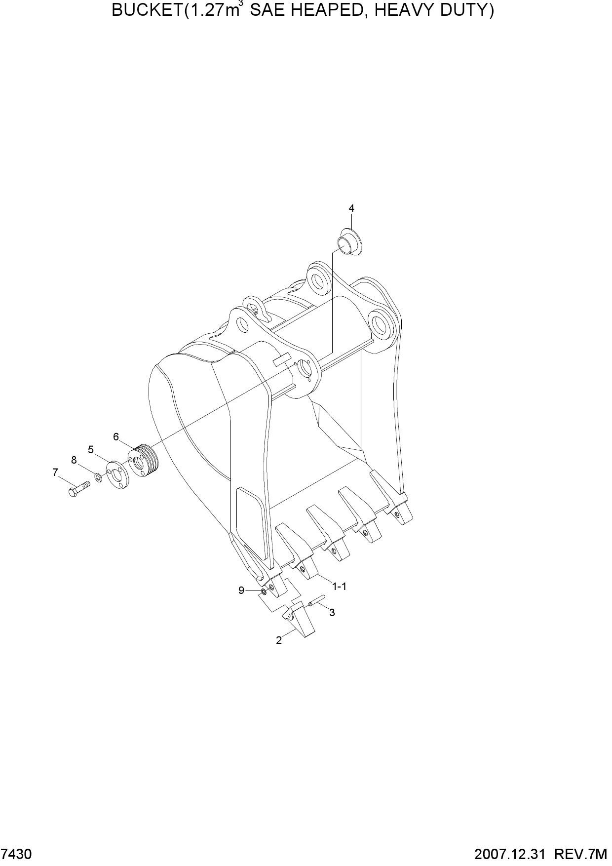 BUCKET(1.27M3 SAE HEAPED, HEAVY DUTY)