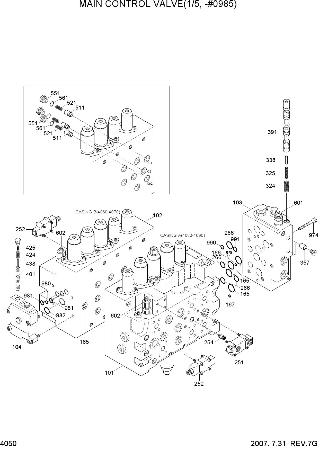 MAIN CONTROL VALVE(1/5, TYPE 1, -#0985)