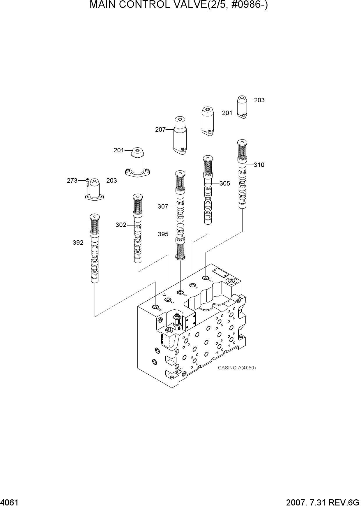 MAIN CONTROL VALVE(2/5, TYPE 1, #0986-)