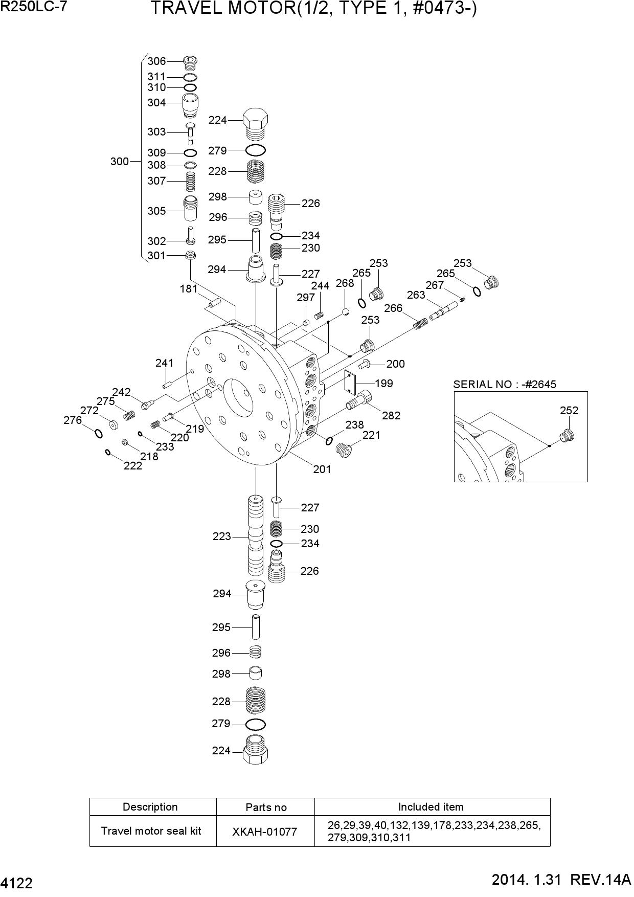 TRAVEL MOTOR(1/2, TYPE 1, #0473-)