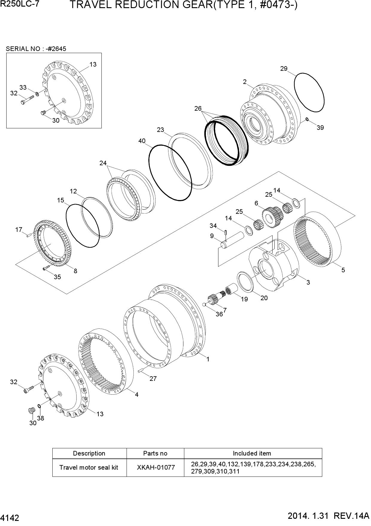 TRAVEL REDUCTION GEAR(TYPE 1, #0473-)
