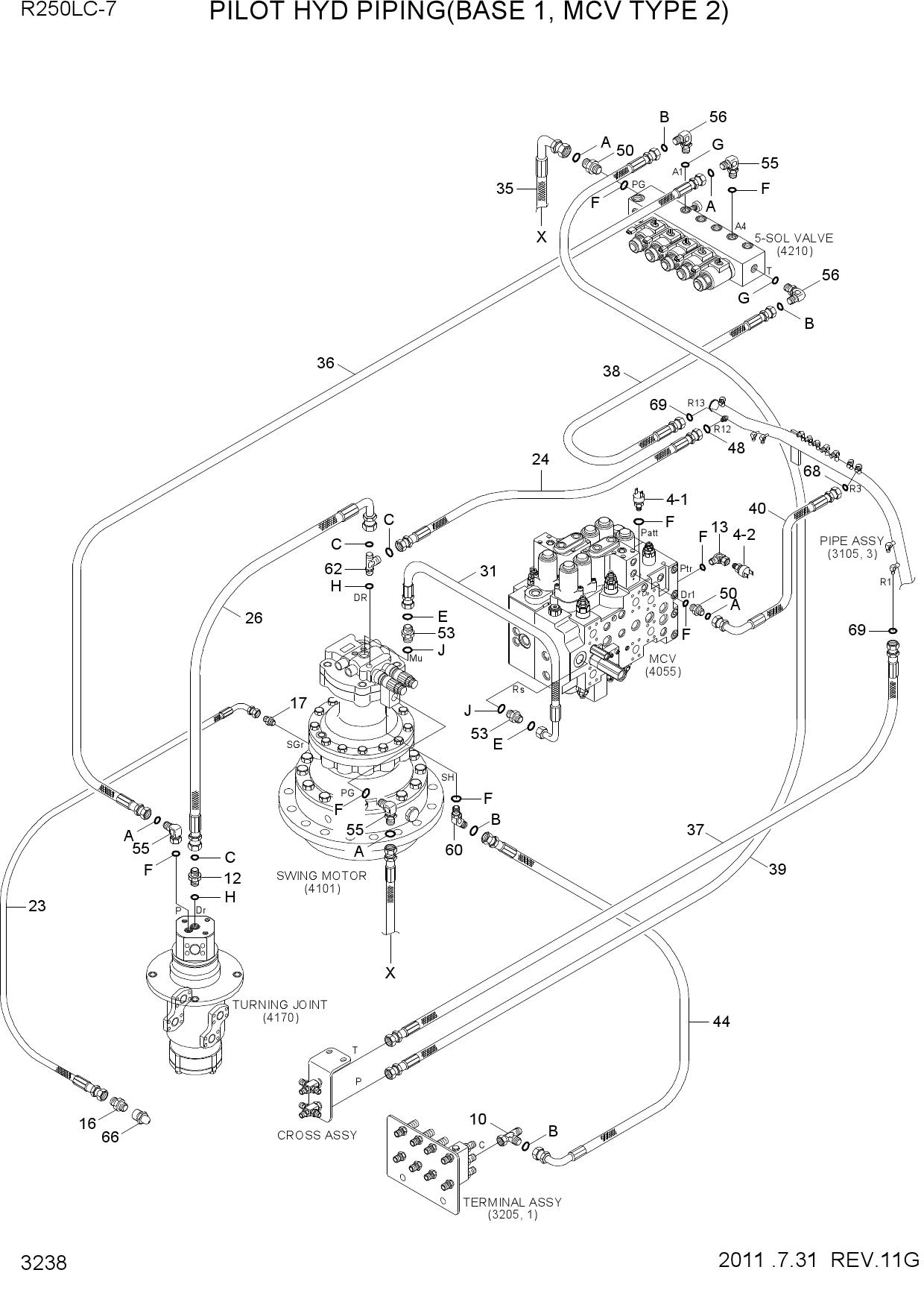 PILOT HYD PIPING(BASE 1, MCV TYPE 2)