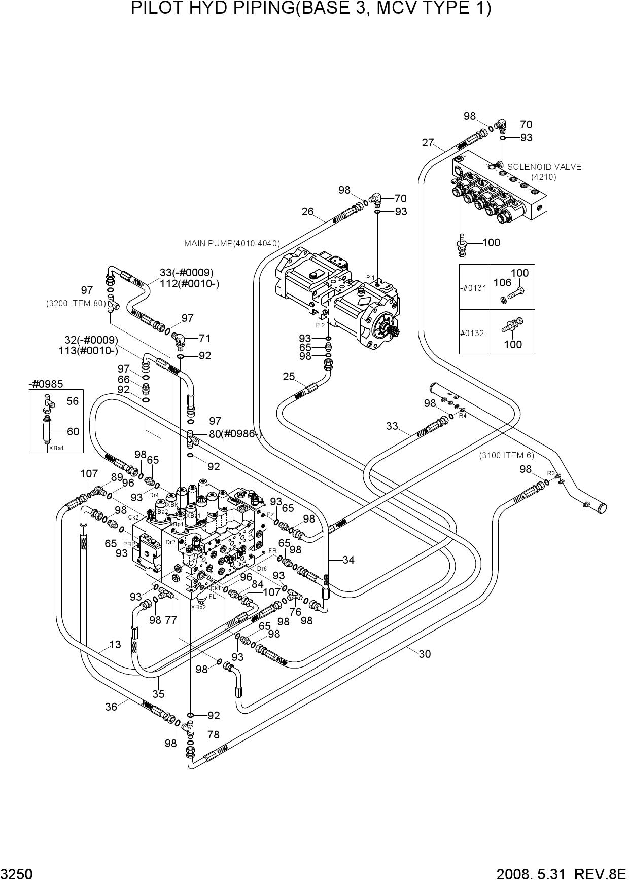 PILOT HYD PIPING(BASE 3, MCV TYPE 1)