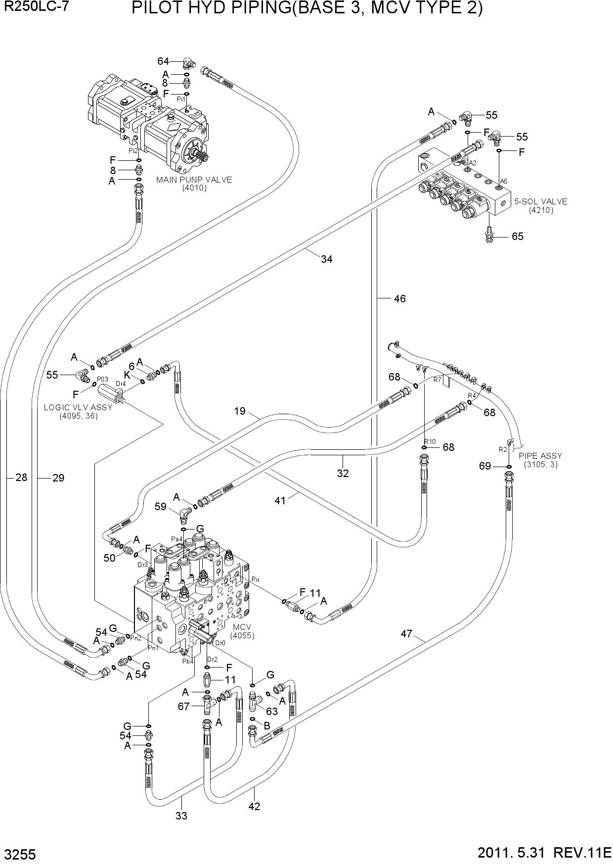 PILOT HYD PIPING(BASE 3, MCV TYPE 2)