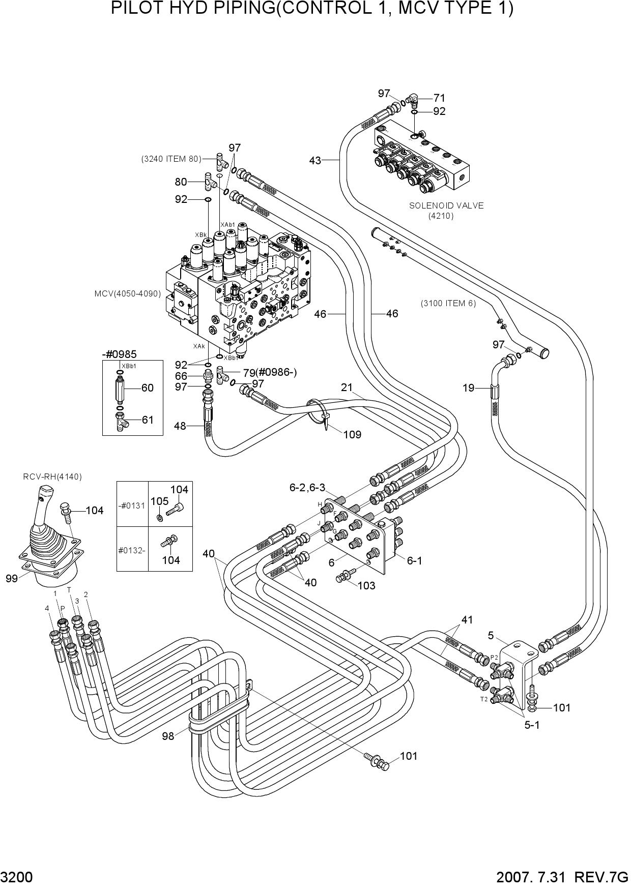 PILOT HYD PIPING(CONTROL 1, MCV TYPE 1)