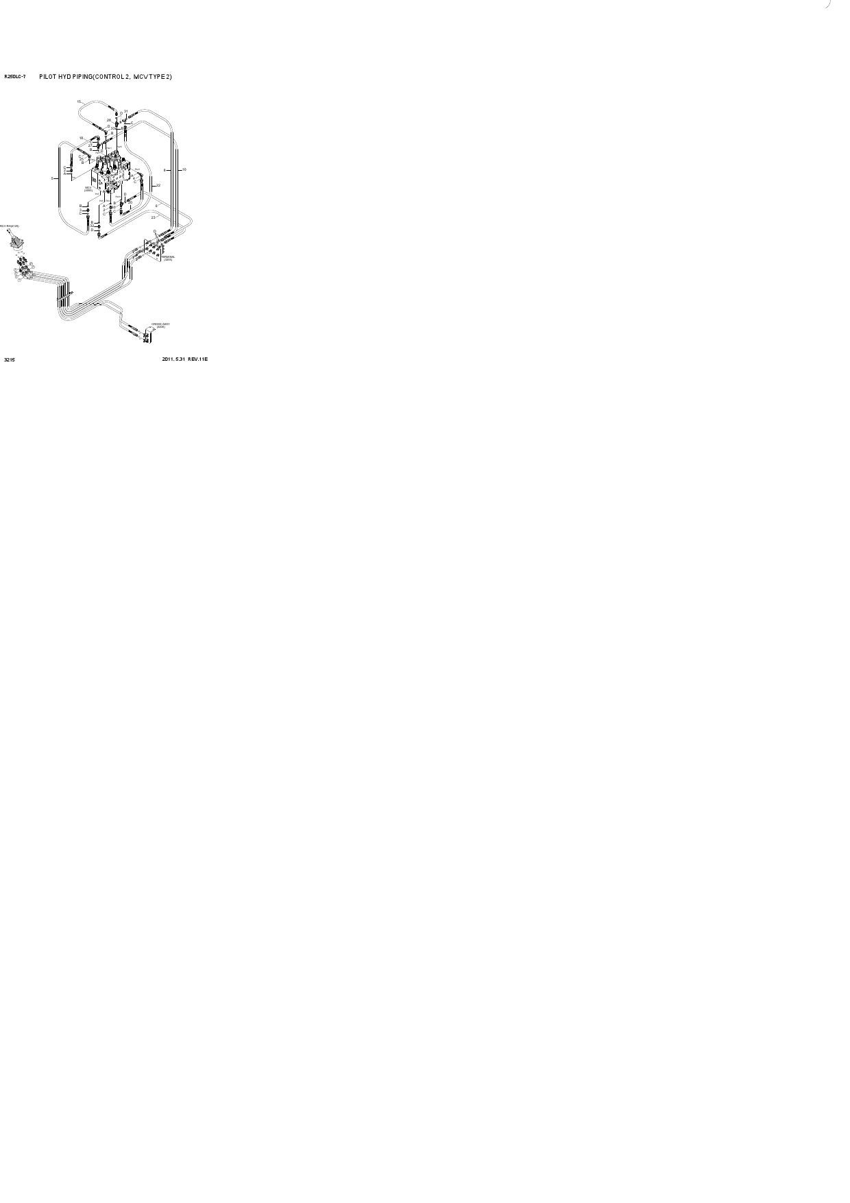 PILOT HYD PIPING(CONTROL 2, MCV TYPE 2)