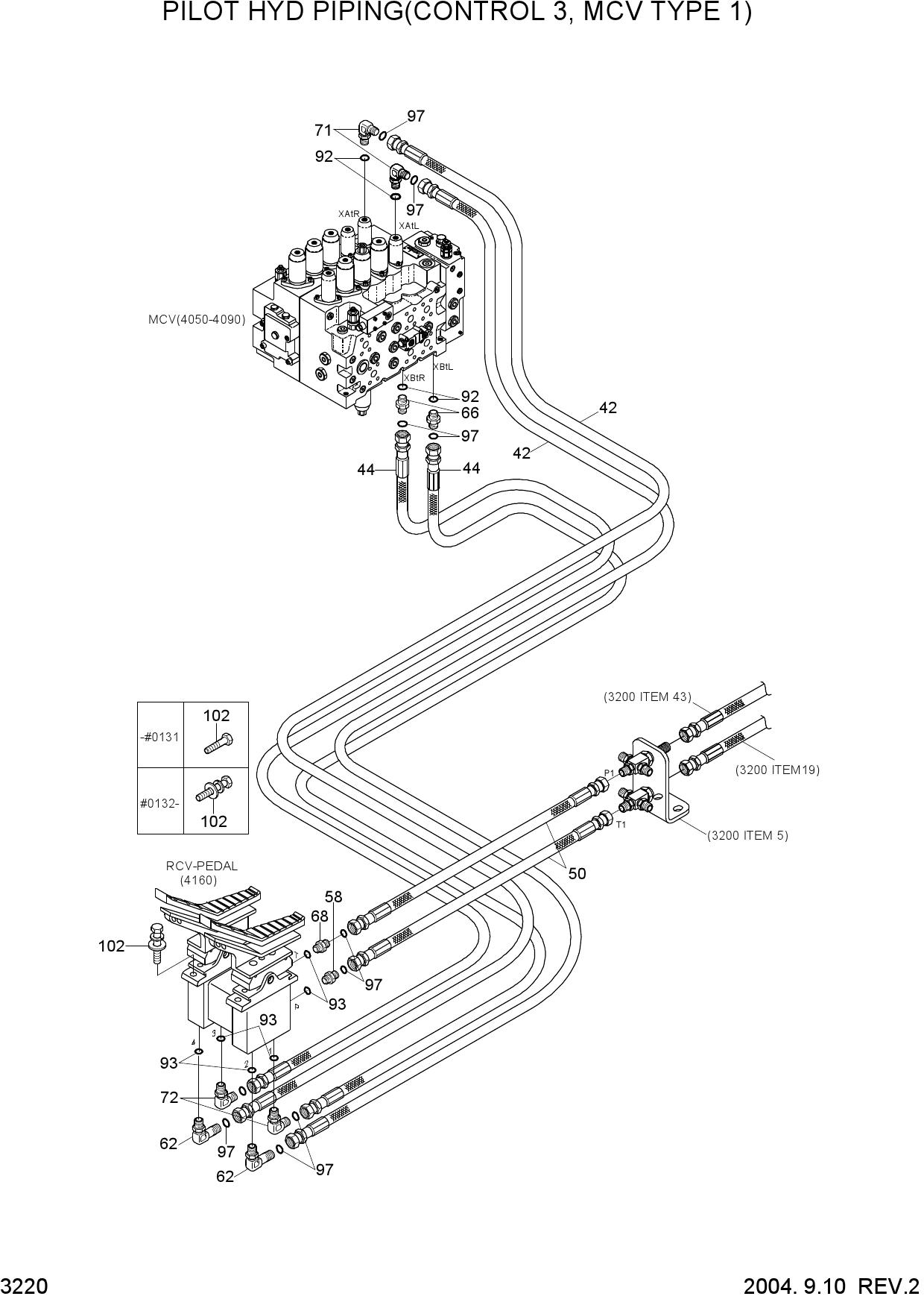 PILOT HYD PIPING(CONTROL 3, MCV TYPE 1)