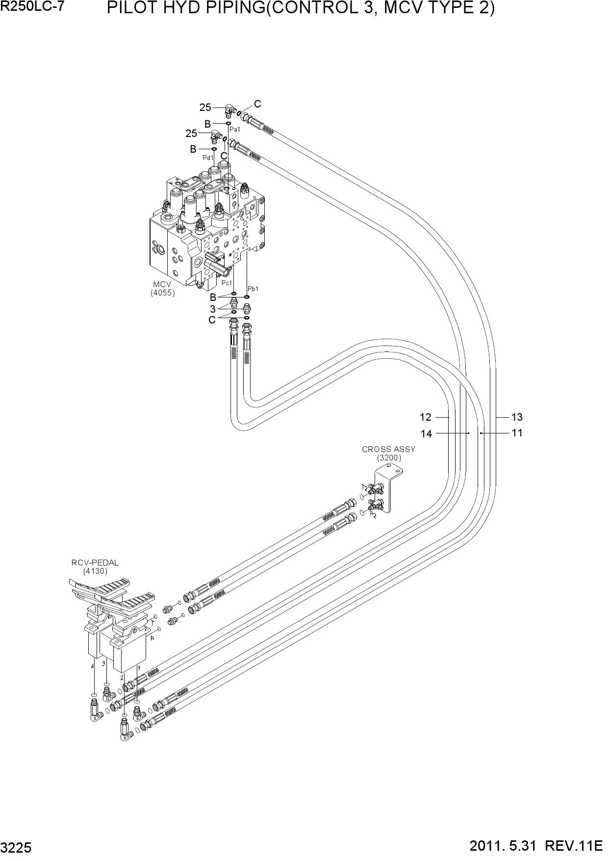 PILOT HYD PIPING(CONTROL 3, MCV TYPE 2)