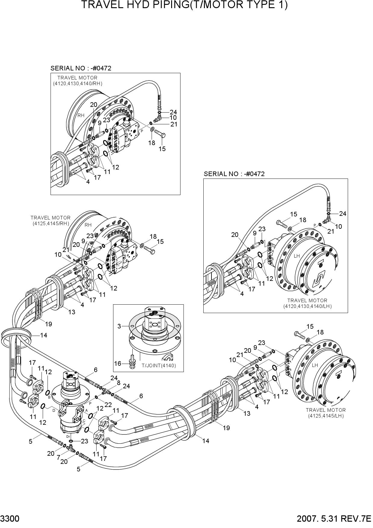 TRAVEL HYDRAULIC PIPING(T/MOTOR TYPE 1)