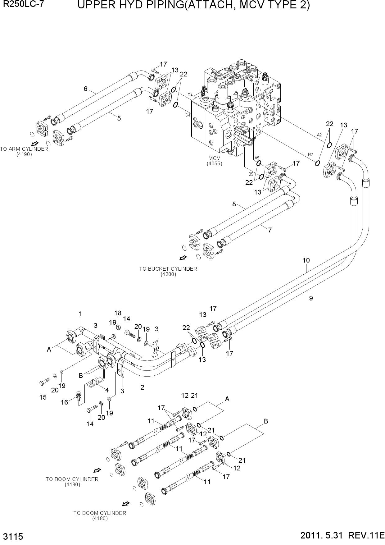 UPPER HYD PIPING(ATTACH, MCV TYPE 2)