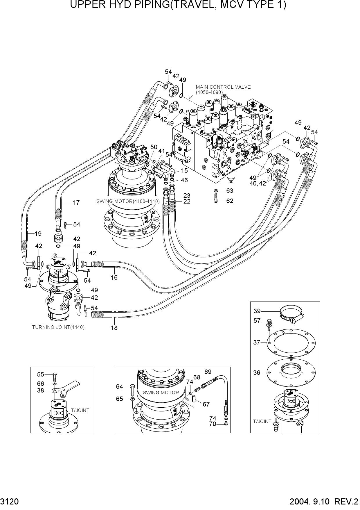 UPPER HYD PIPING(TRAVEL, MCV TYPE 1)