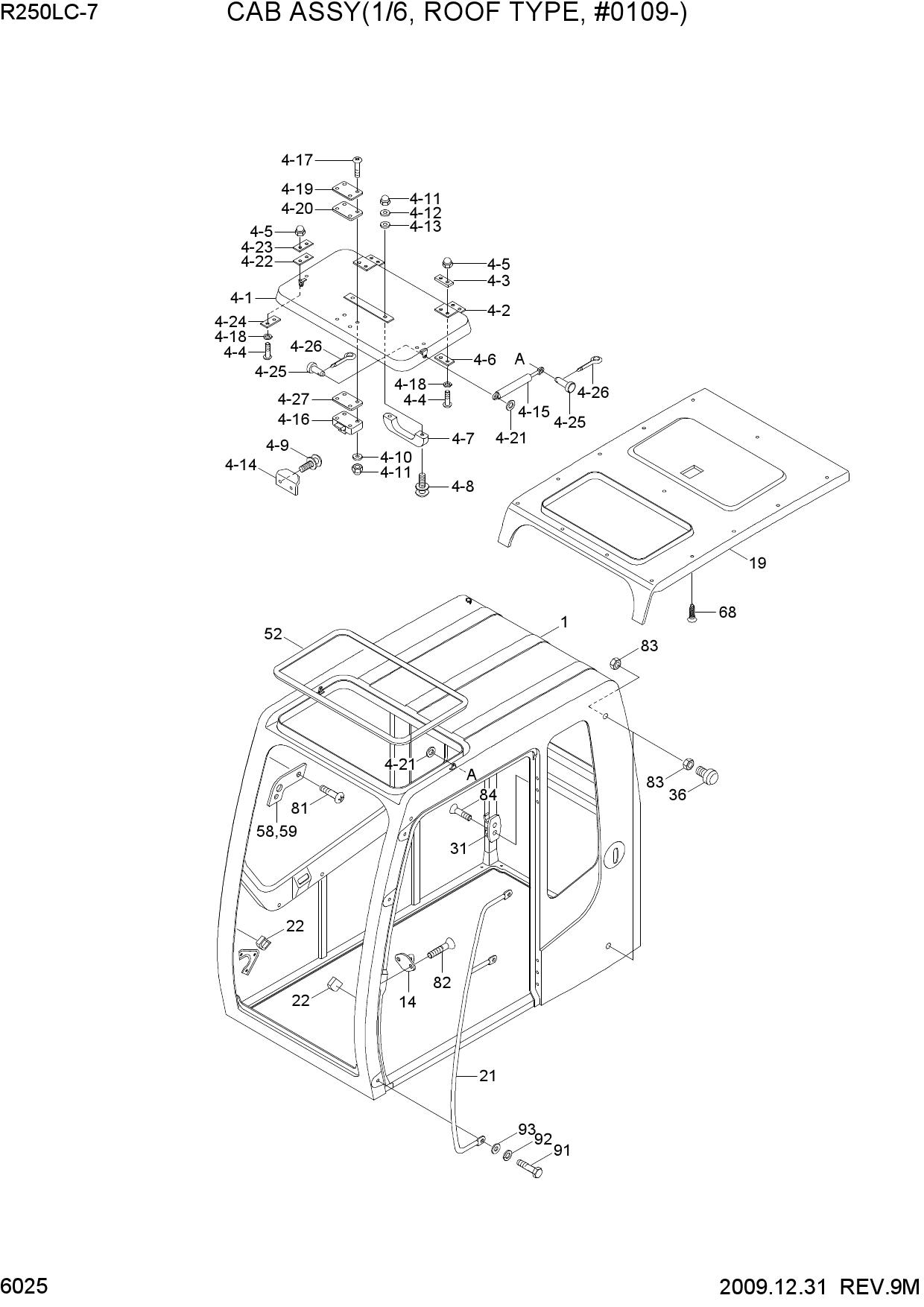CAB ASSY(1/6, ROOF TYPE, #0109-)