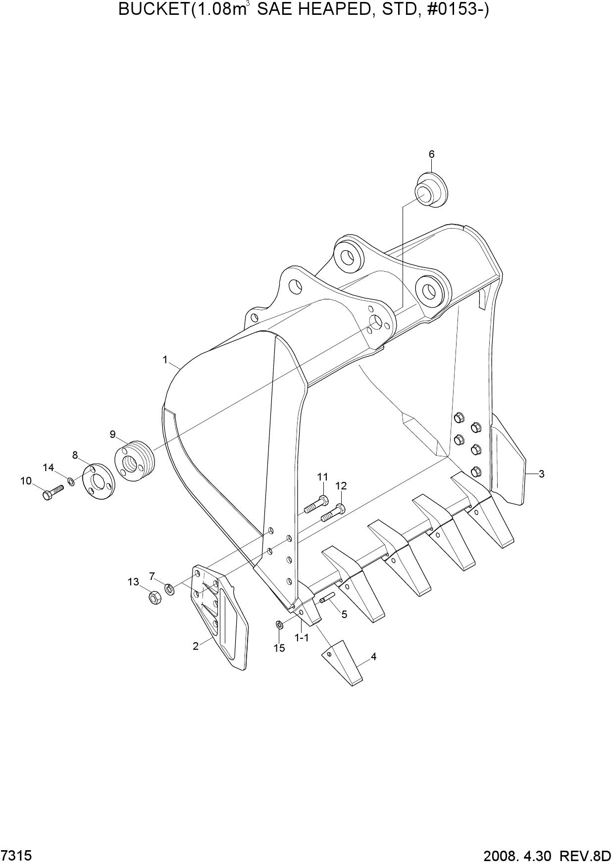 BUCKET(1.08M3 SAE HEAPED, STD, #0153-)