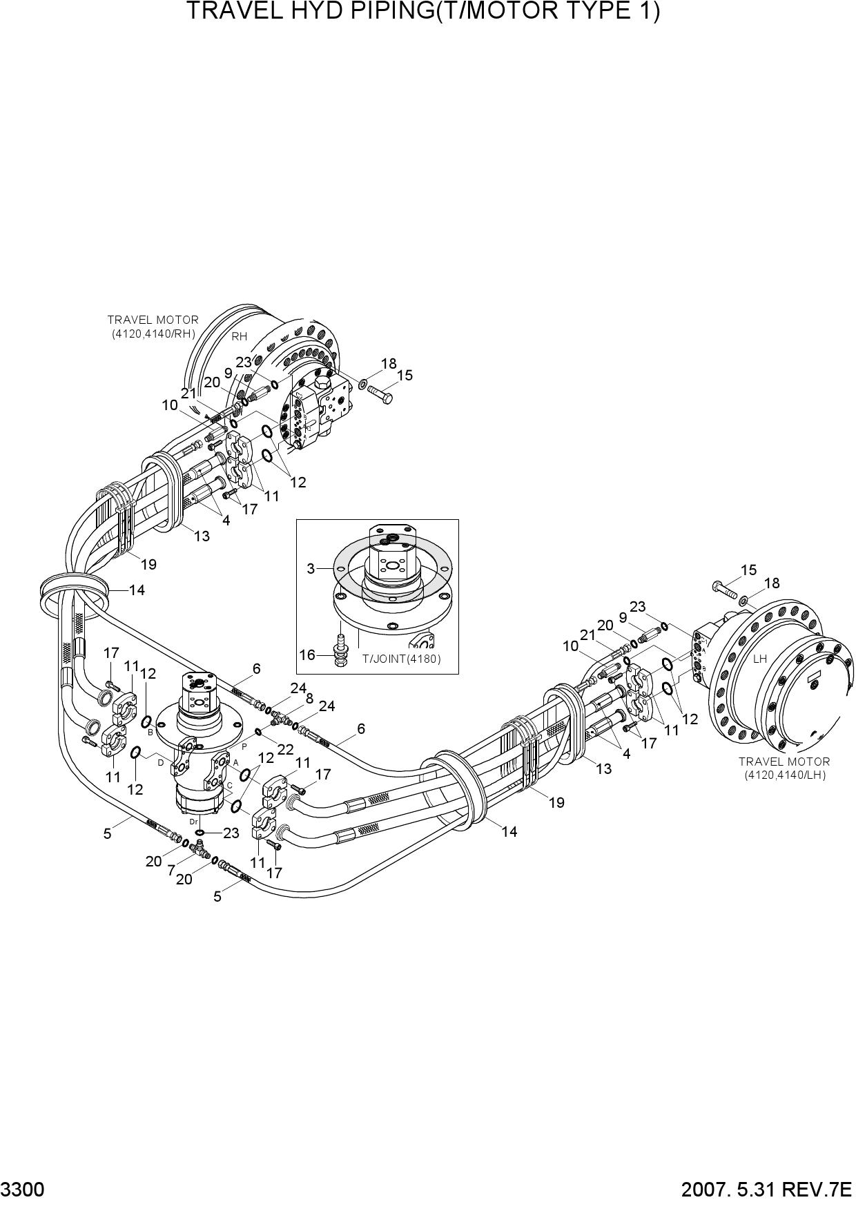 TRAVEL HYDRAULIC PIPING(T/MOTOR TYPE 1)