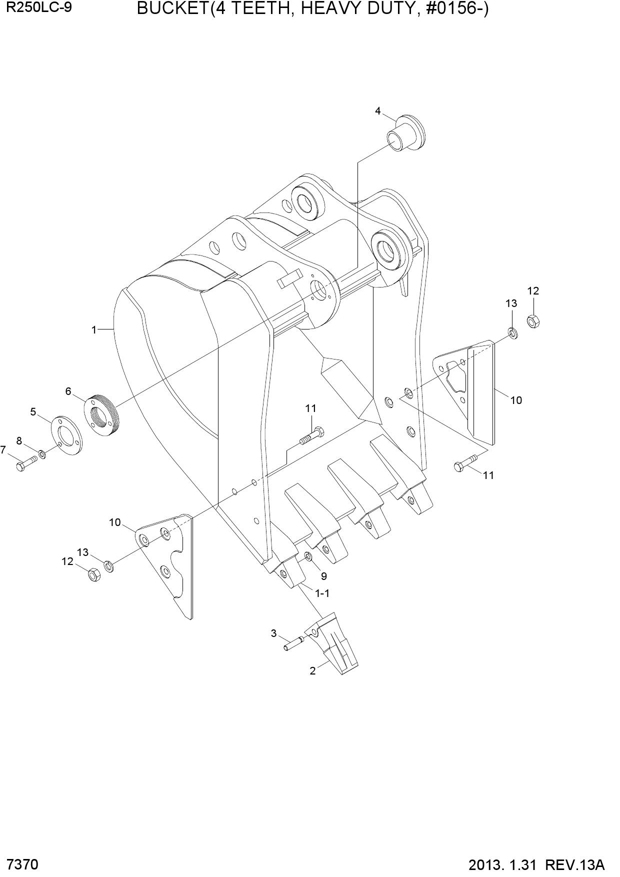 BUCKET(4 TEETH, HEAVY DUTY, #0156-)