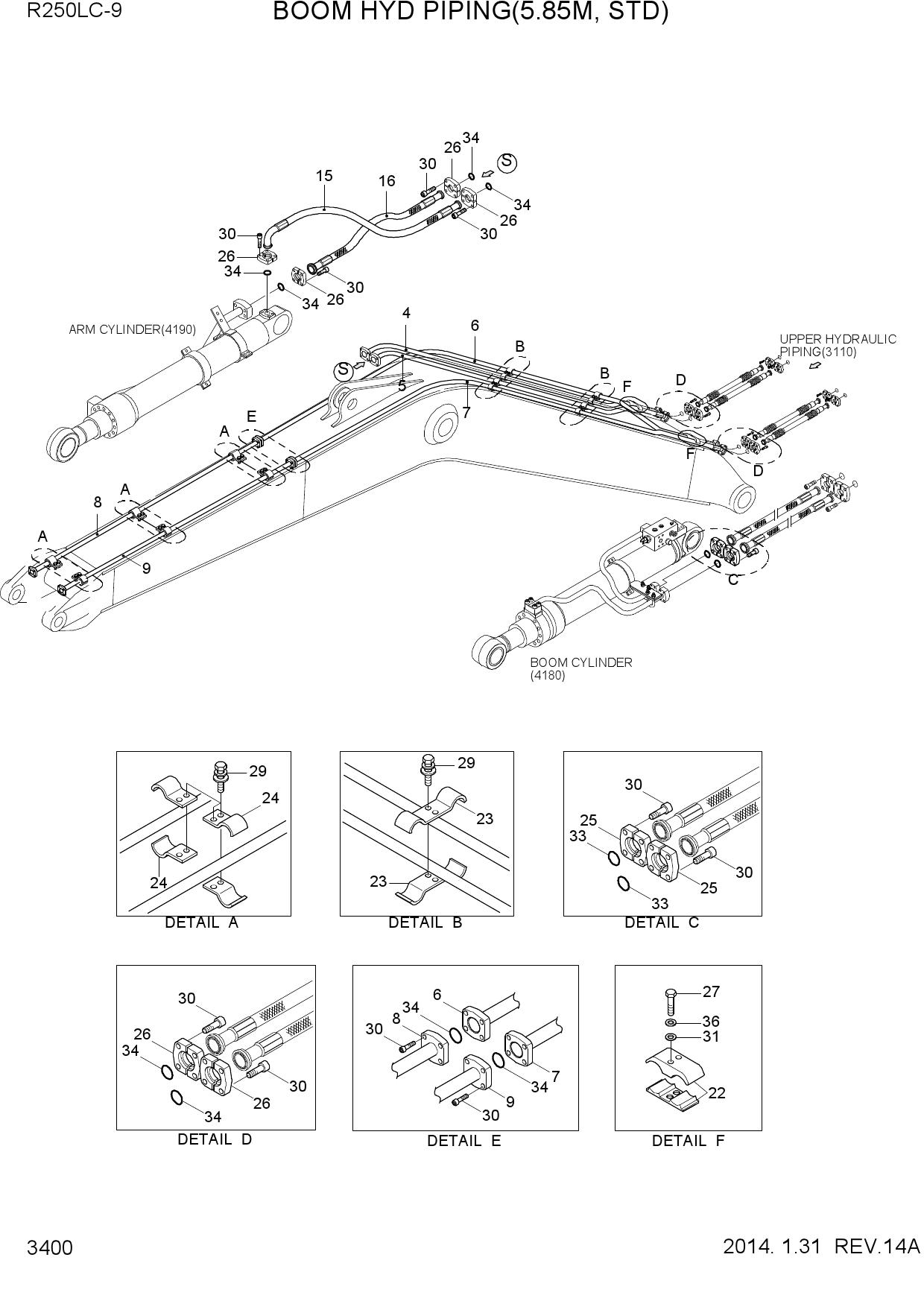 BOOM HYD PIPING(5.85M, STD)