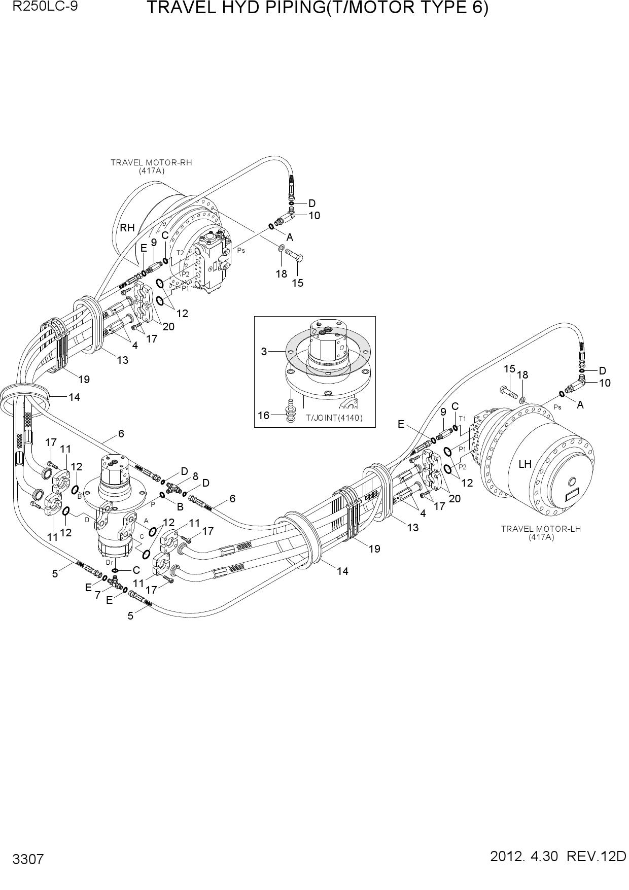 TRAVEL HYD PIPING(T/MOTOR TYPE 6)