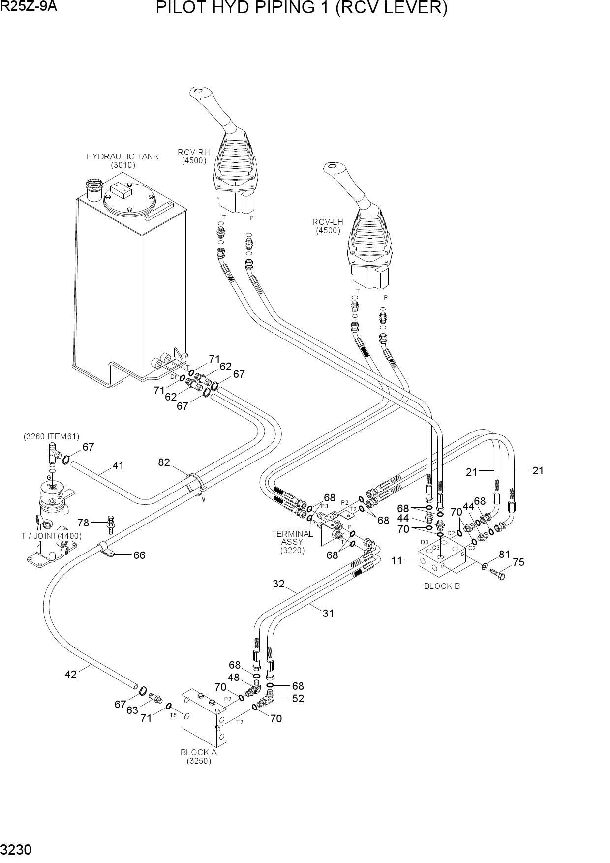 PILOT HYD PIPING 1 (RCV LEVER)