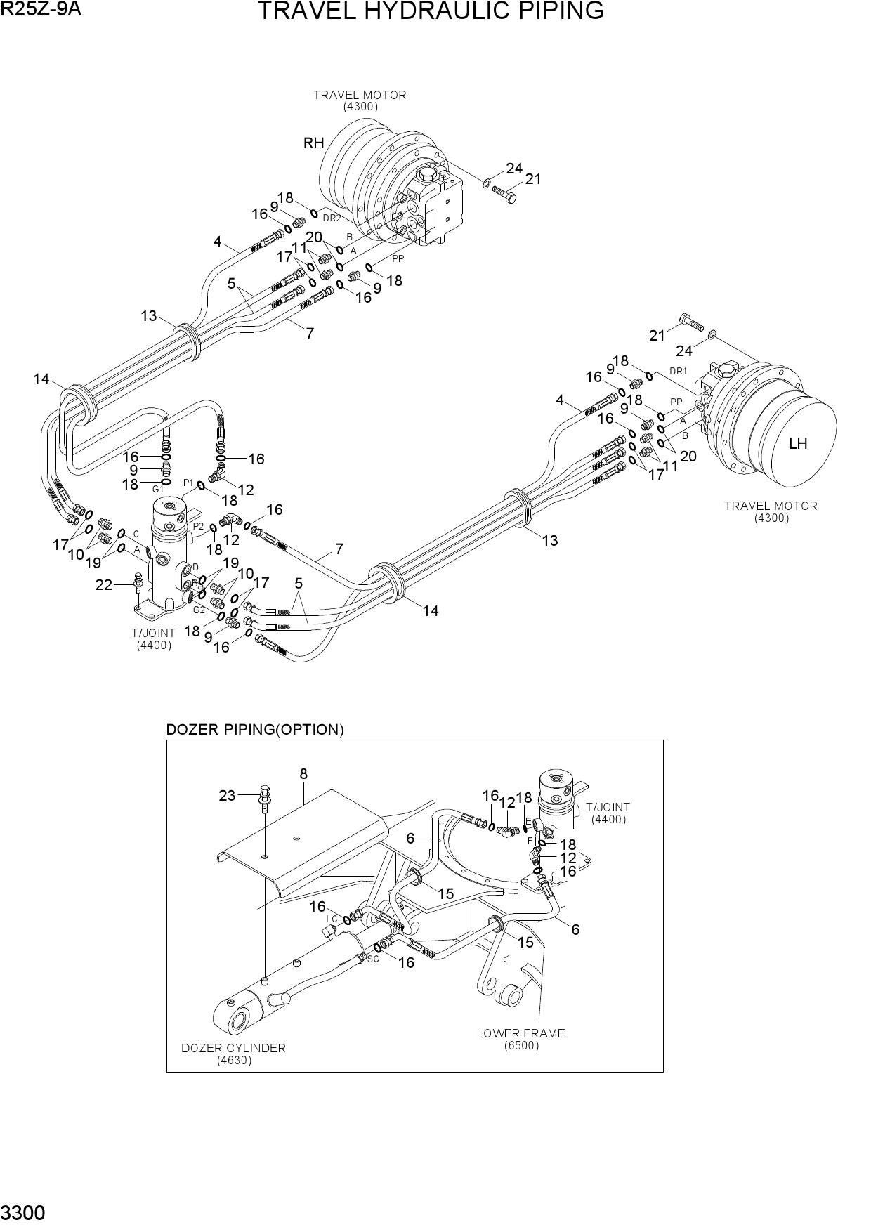 TRAVEL HYDRAULIC PIPING