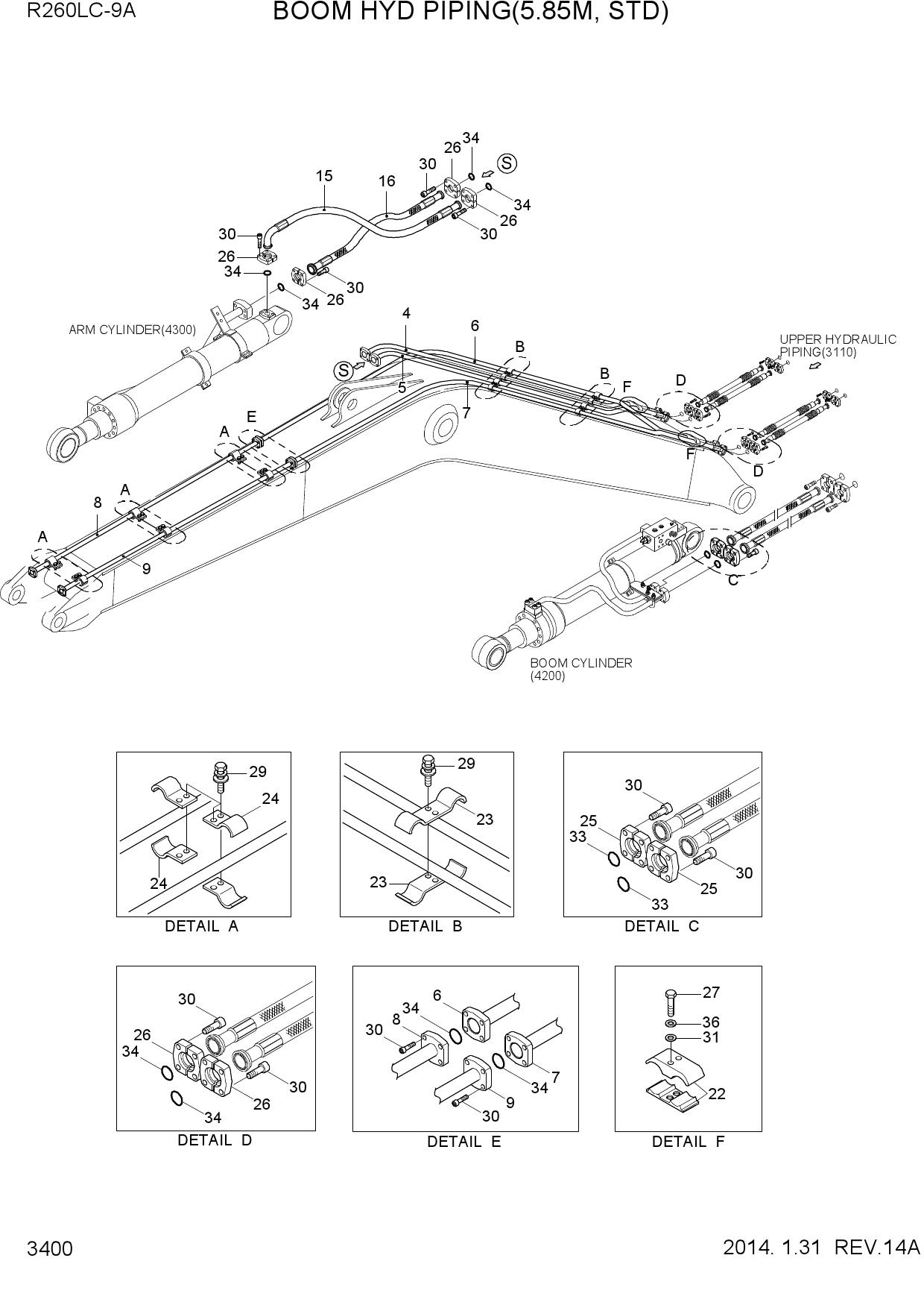 BOOM HYD PIPING(5.85M, STD)