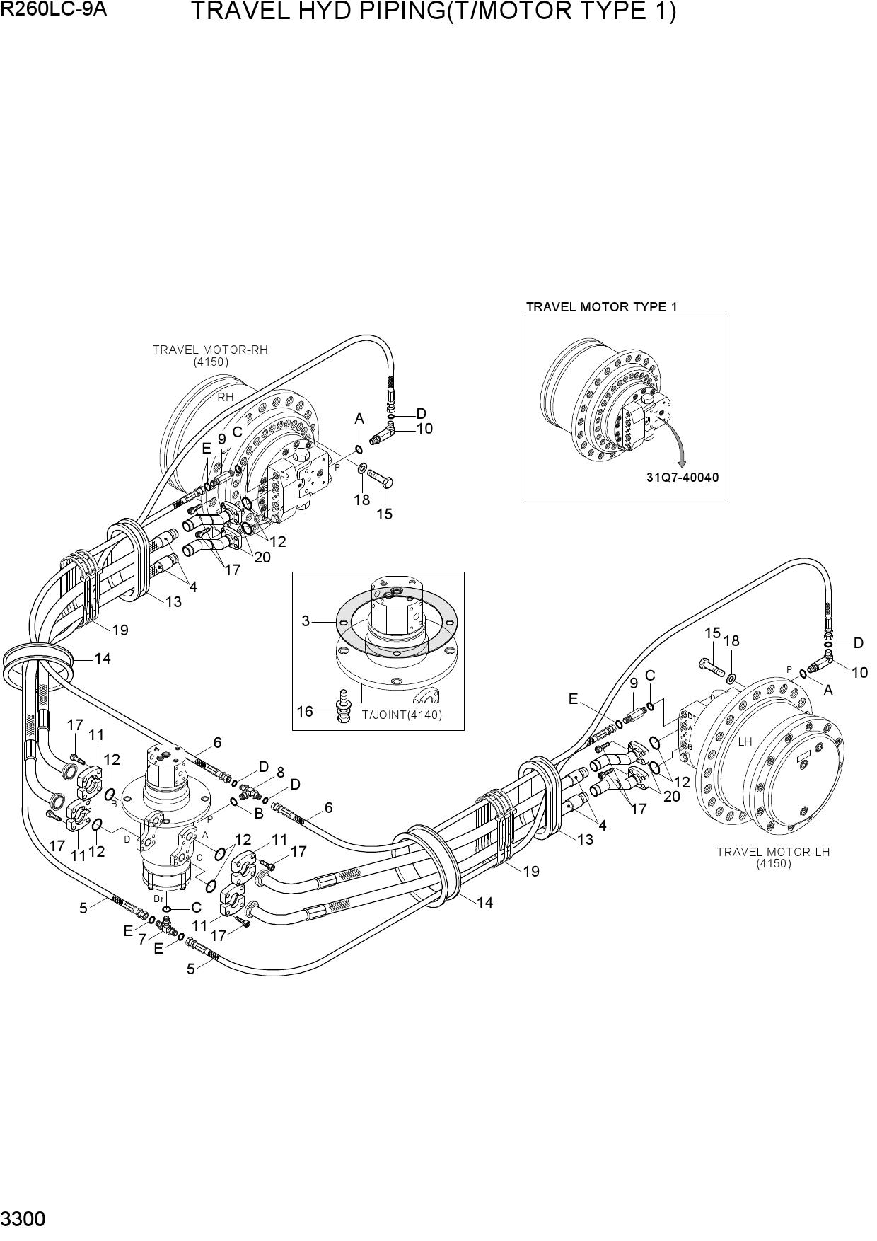 TRAVEL HYD PIPING(T/MOTOR TYPE 1)