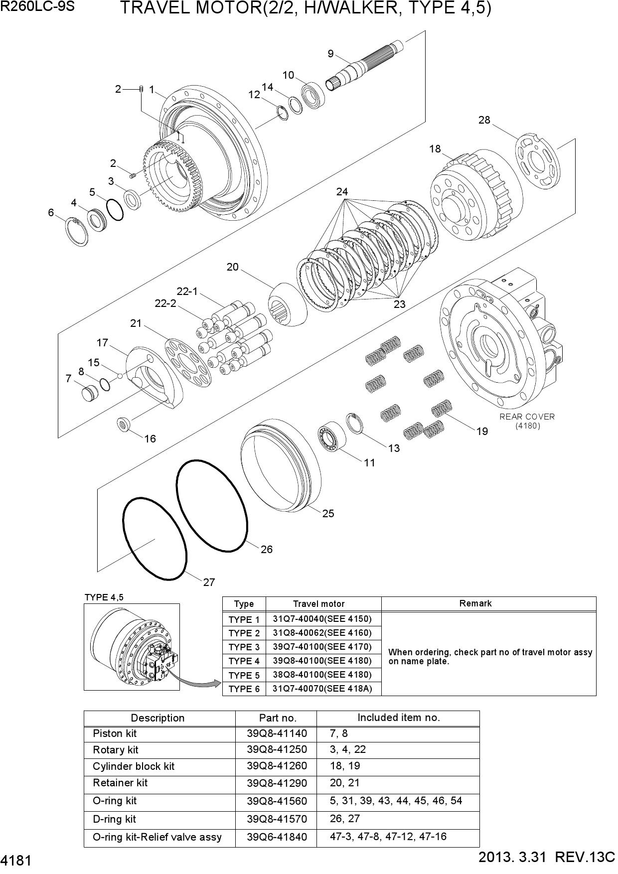 TRAVEL MOTOR(2/2, H/WALKER, TYPE 4,5)