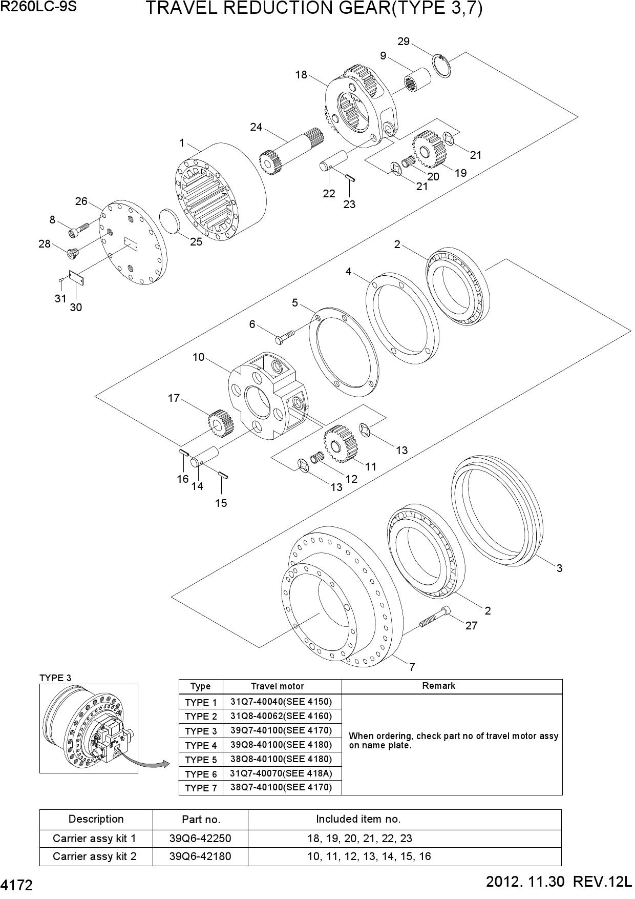 TRAVEL REDUCTION GEAR(TYPE 3,7)