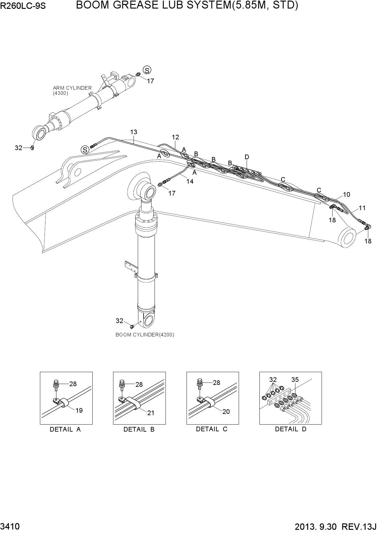 BOOM GREASE LUB SYSTEM(5.85M, STD)