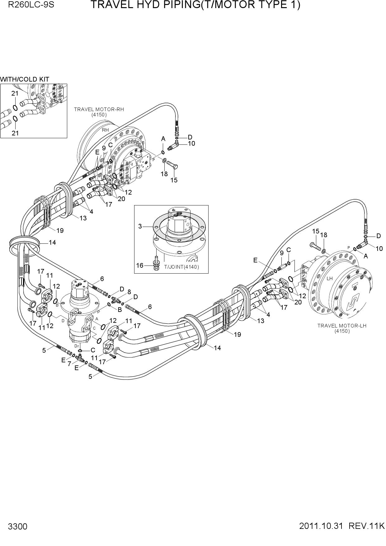 TRAVEL HYD PIPING(T/MOTOR TYPE 1)