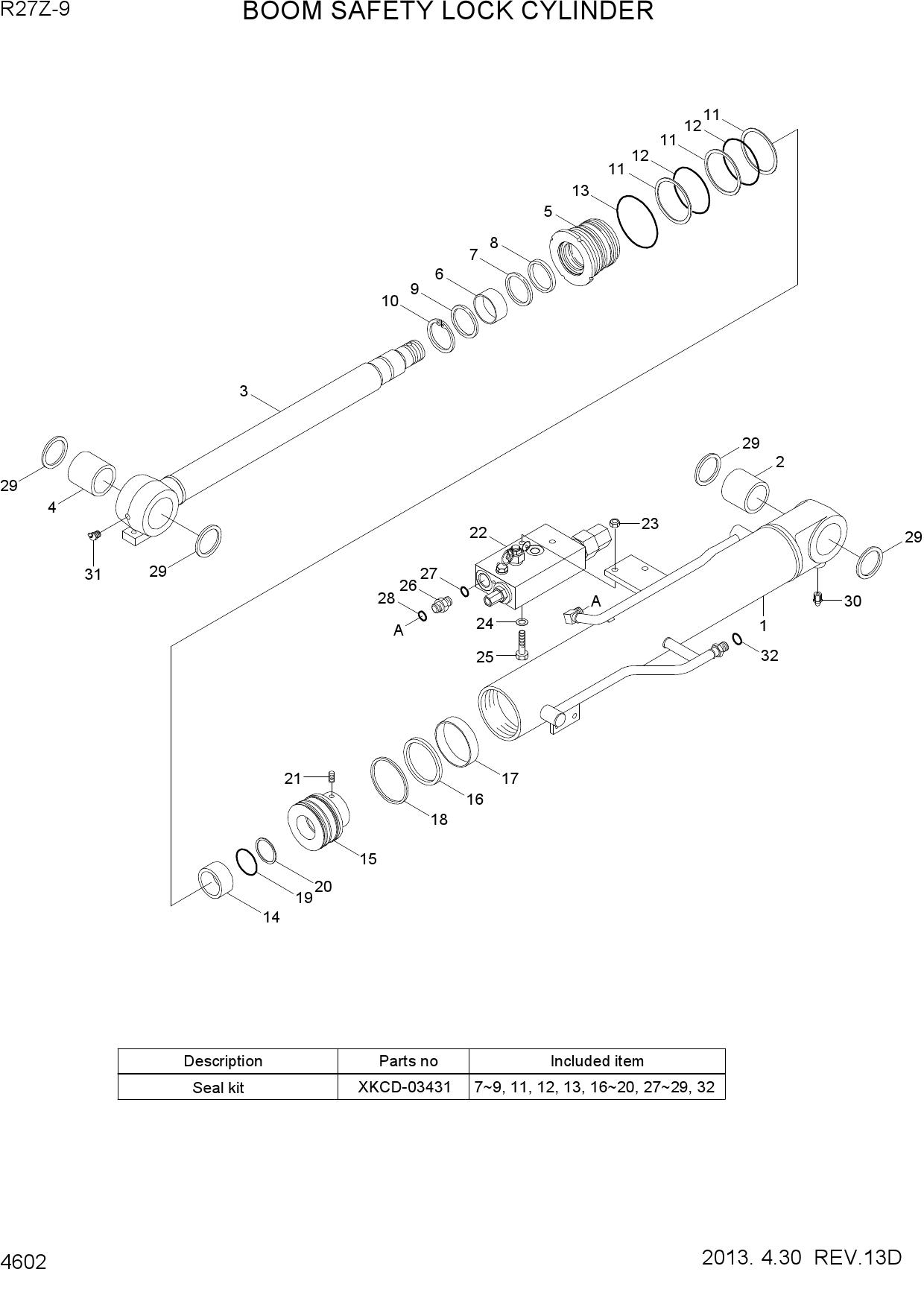 BOOM SAFETY LOCK CYLINDER