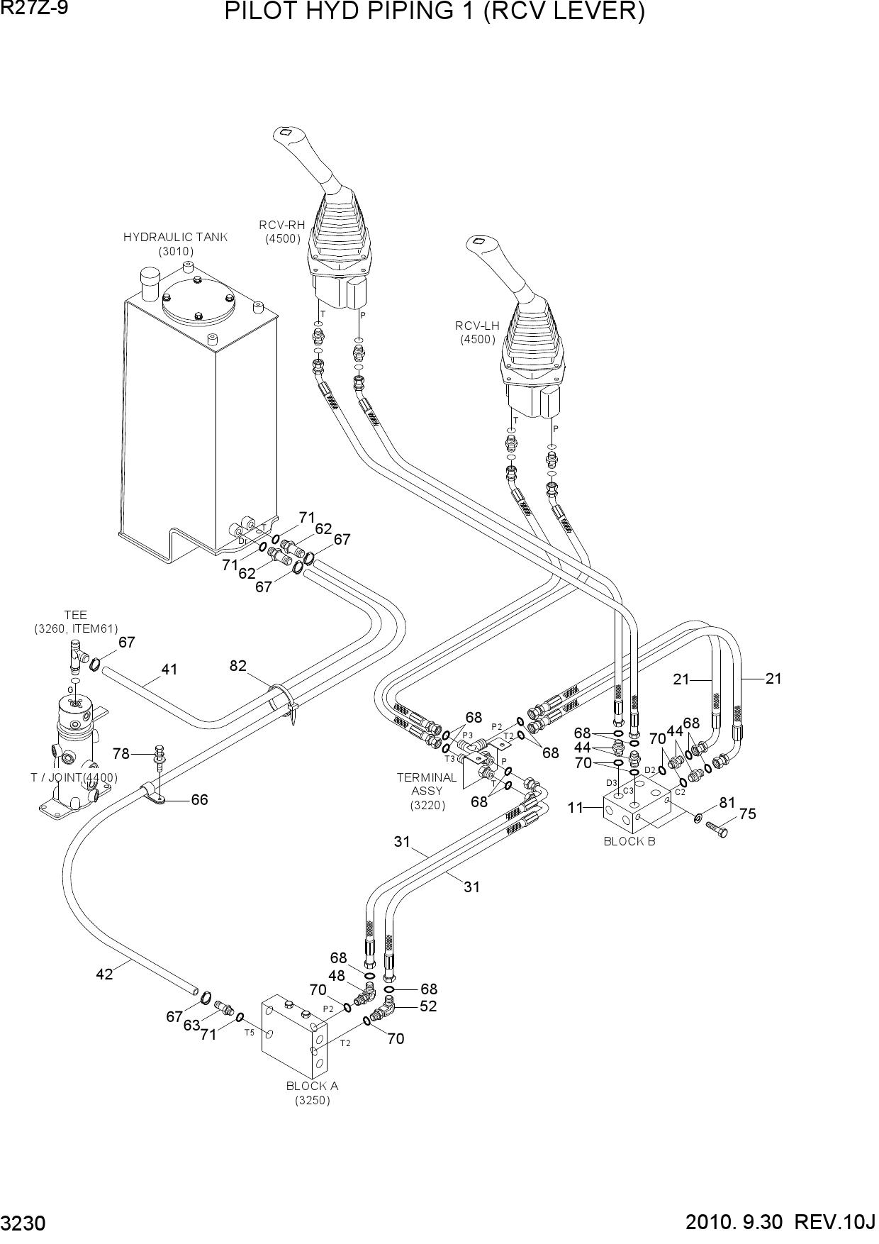 PILOT HYD PIPING 1 (RCV LEVER)