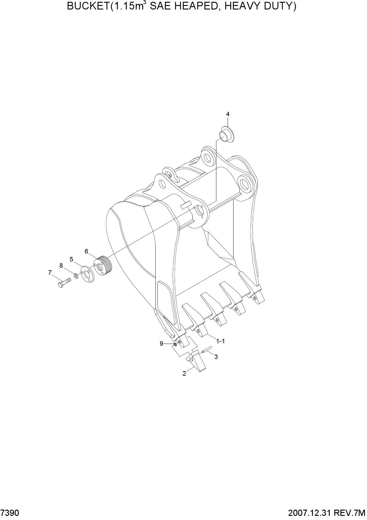 BUCKET(1.15M3 SAE HEAPED, HEAVY DUTY)