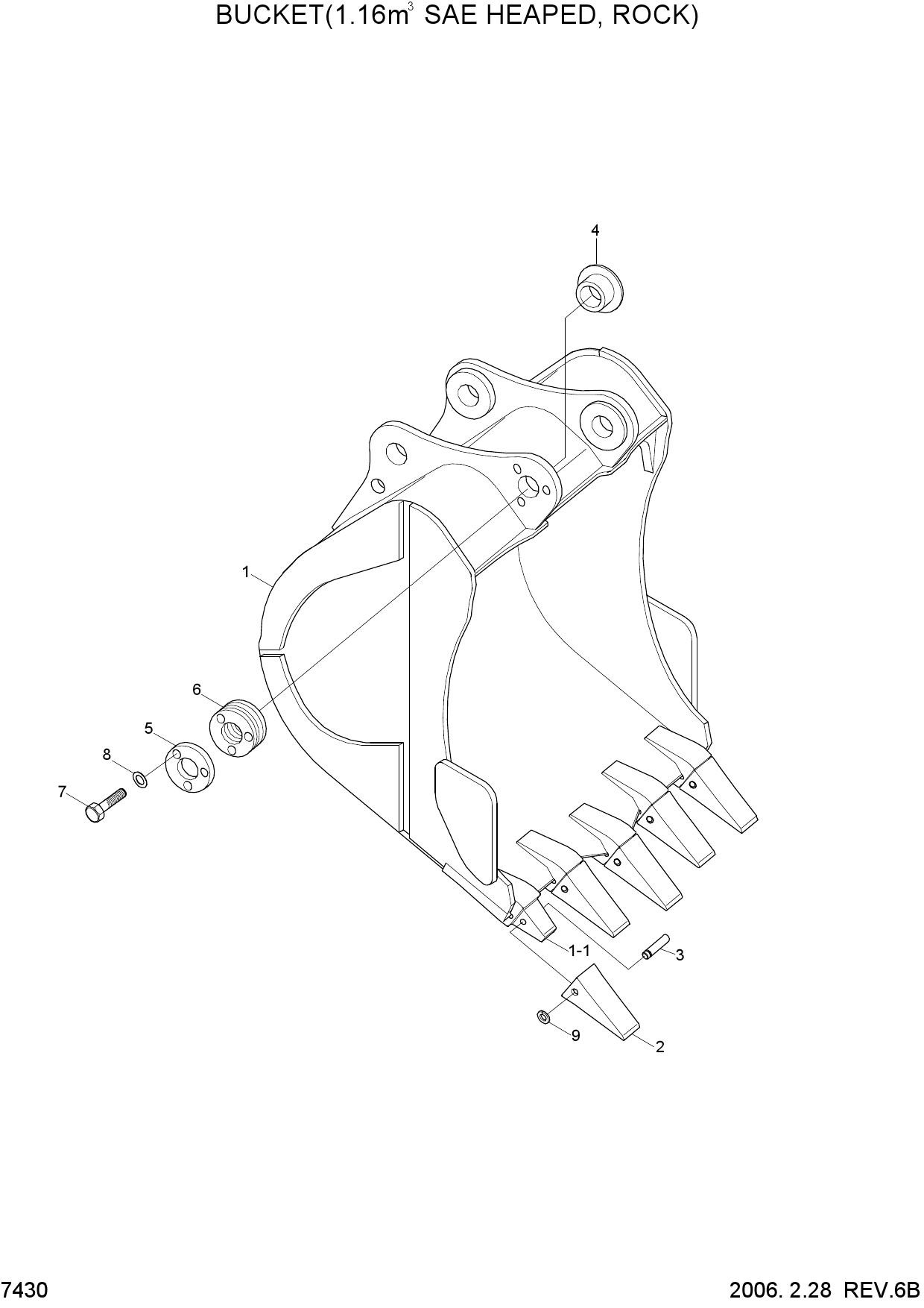 BUCKET(1.16M3 SAE HEAPED, ROCK)