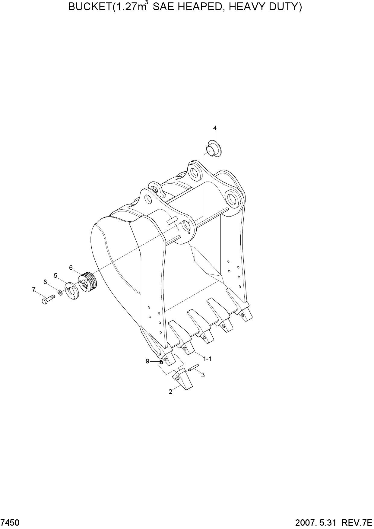 BUCKET(1.27M3 SAE HEAPED, HEAVY DUTY)
