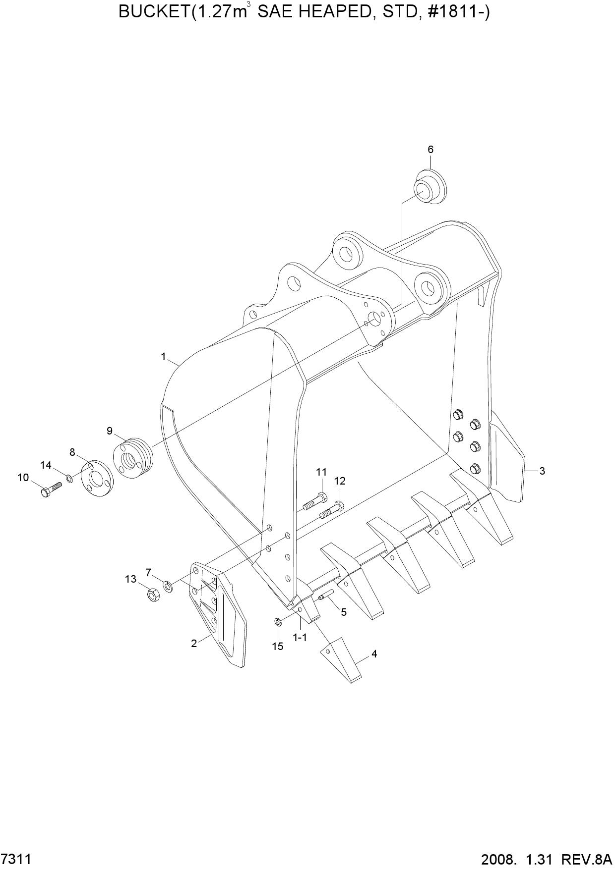 BUCKET(1.27M3 SAE HEAPED, STD, #1811-)