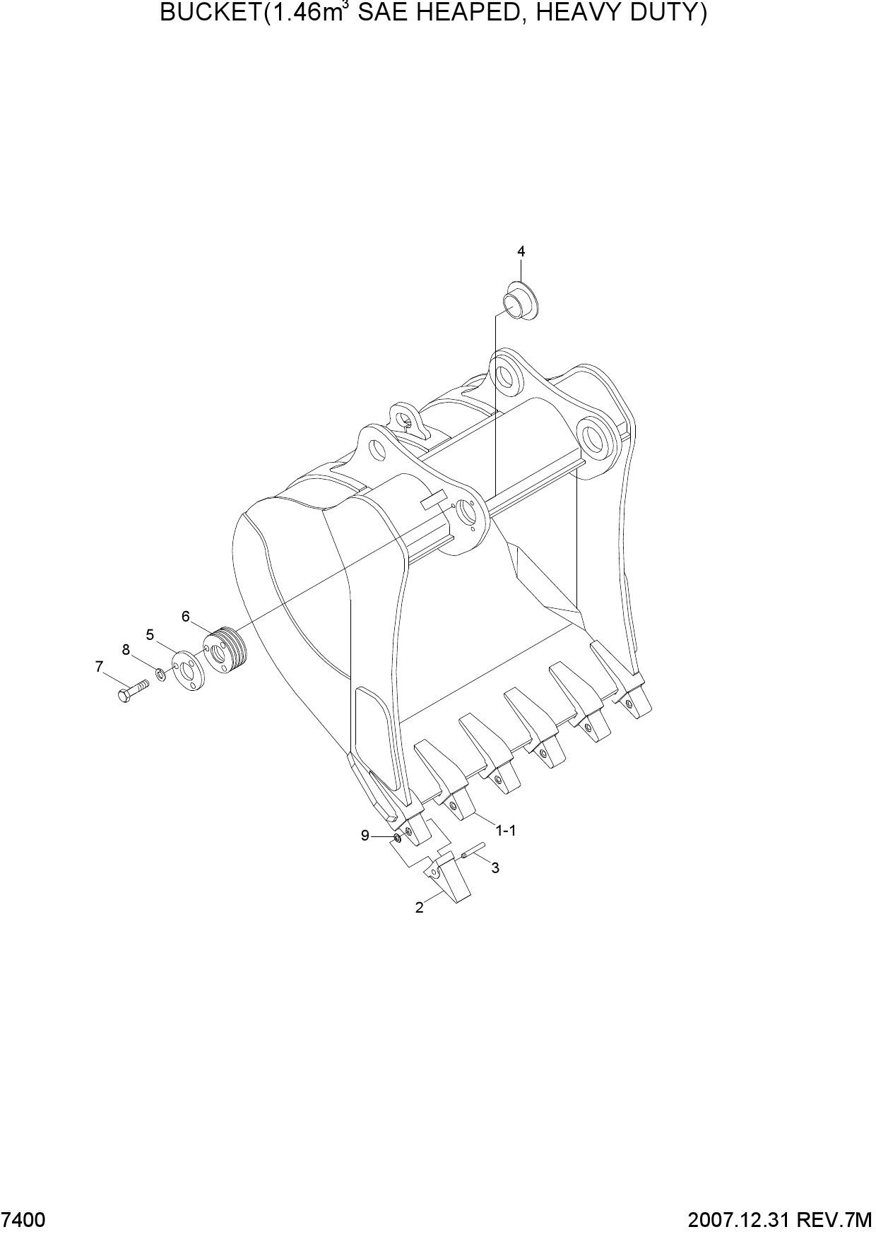 BUCKET(1.46M3 SAE HEAPED, HEAVY DUTY)